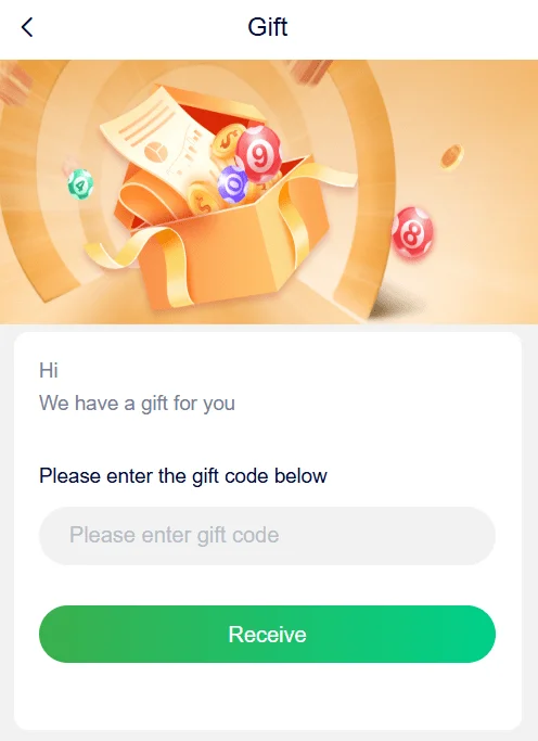 Diuwin game gift code redemption page